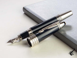 Montblanc John F. Kennedy Fountain Pen, Resine & Platinum, 111045