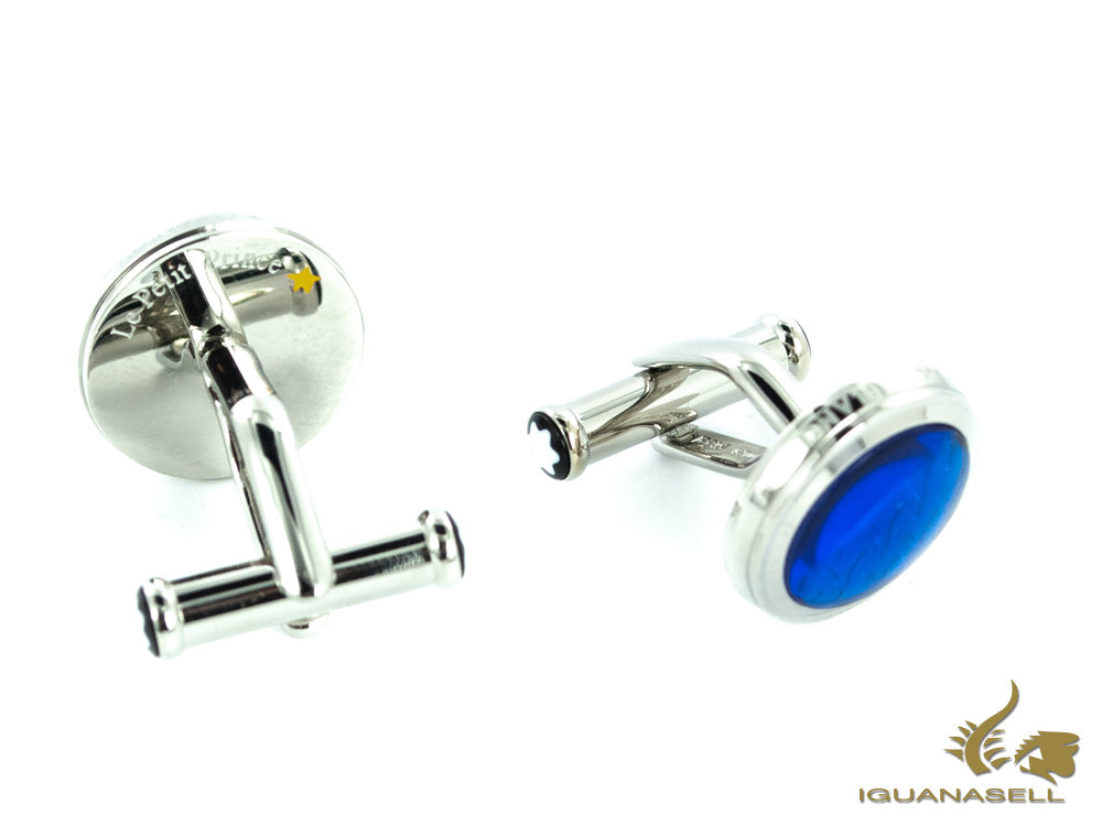 Montblanc Le Petit Prince Cufflinks, Steel, Crystal, Polished, Blue, 118594