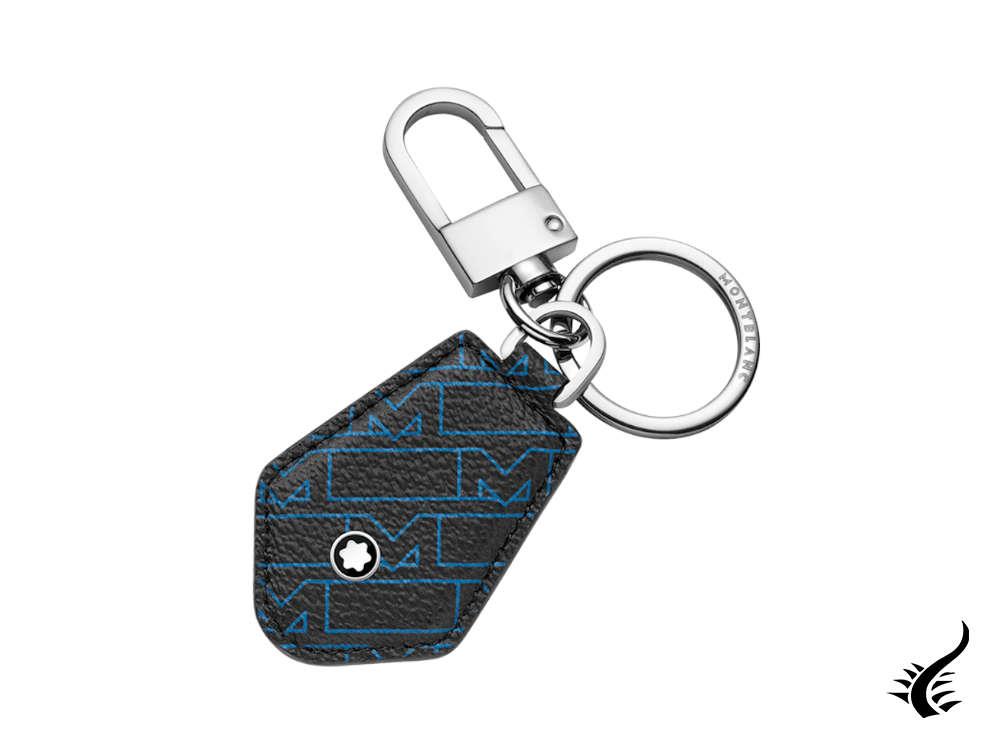 Montblanc M Gram 4810 Key ring, Palladium, Leather, Blue, 127920