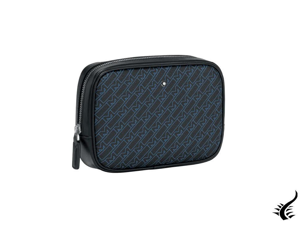 Trousse de toilette Montblanc M Gram 4810, cuir, coton, bleu, fermeture éclair, 128628