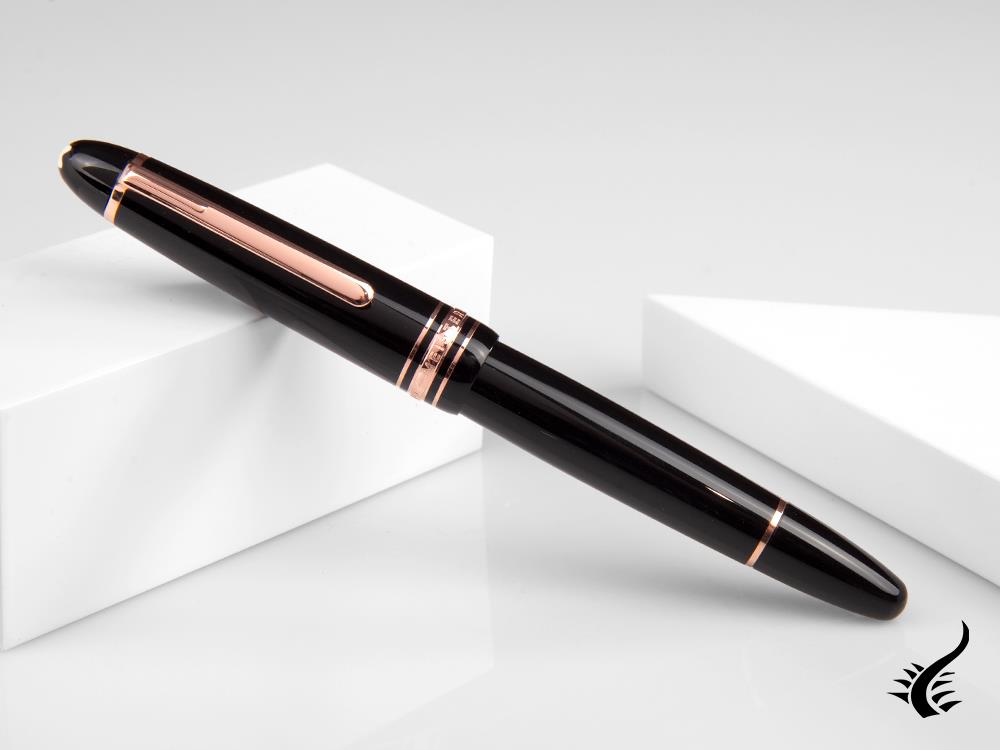 Stylo plume Montblanc Meisterstück, résine noire précieuse, or rose 14 carats