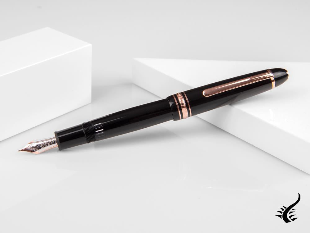 Stylo plume Montblanc Meisterstück, résine noire précieuse, or rose 14 carats