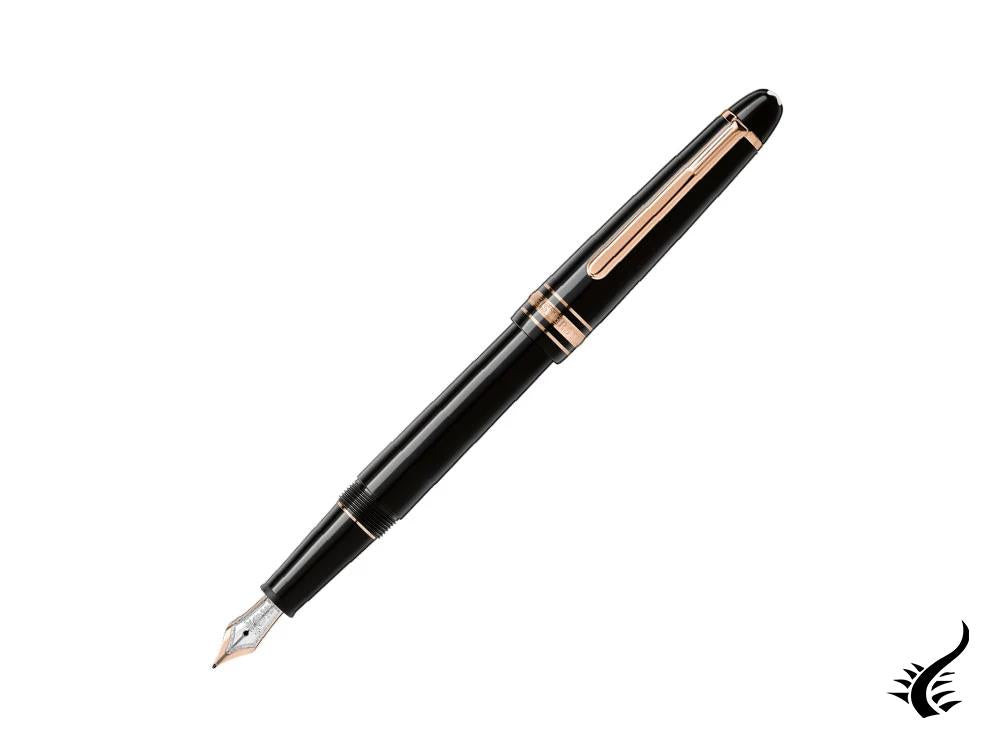 Stylo plume Montblanc Meisterstück, résine noire précieuse, or rose 14 carats