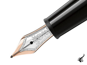 Stylo plume Montblanc Meisterstück, résine noire précieuse, or rose 14 carats