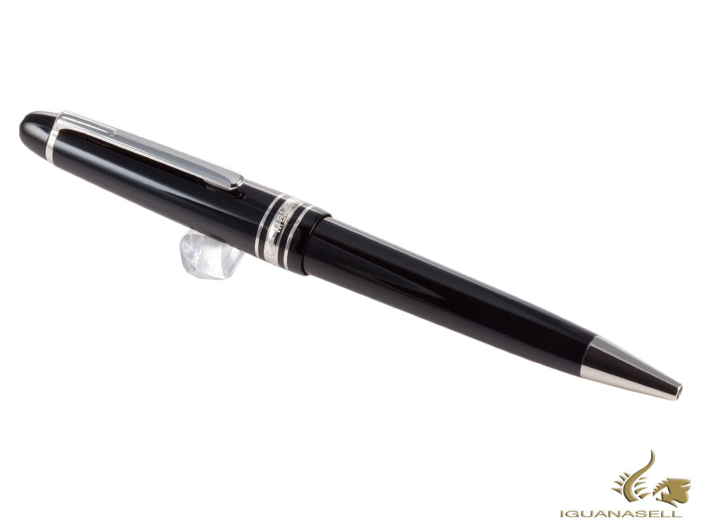 Stylo à bille Montblanc Meisterstück de taille moyenne, résine précieuse, garniture platine