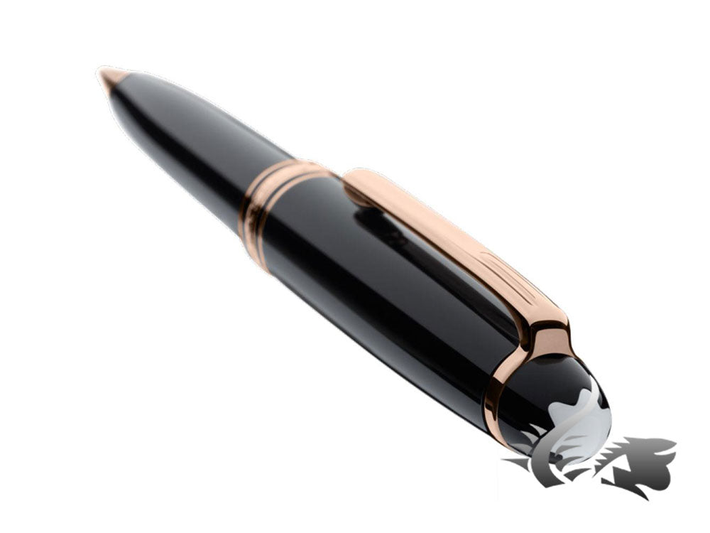 Stylo bille Montblanc Meisterstück Red Gold Classique, Résine noire précieuse