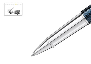 Stylo roller Montblanc Meisterstück, Laque, Plaqué platine, Bleu, 112894