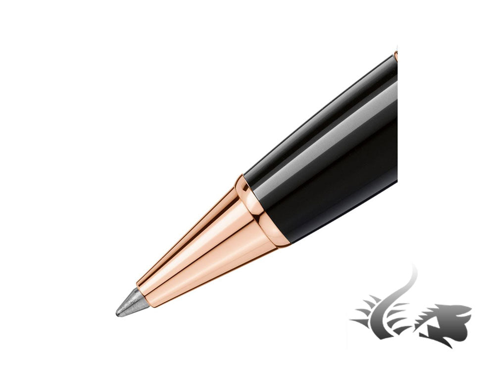 Montblanc Meisterstück Rollerball Pen, Precious Black Resine, Rose Gold Trim