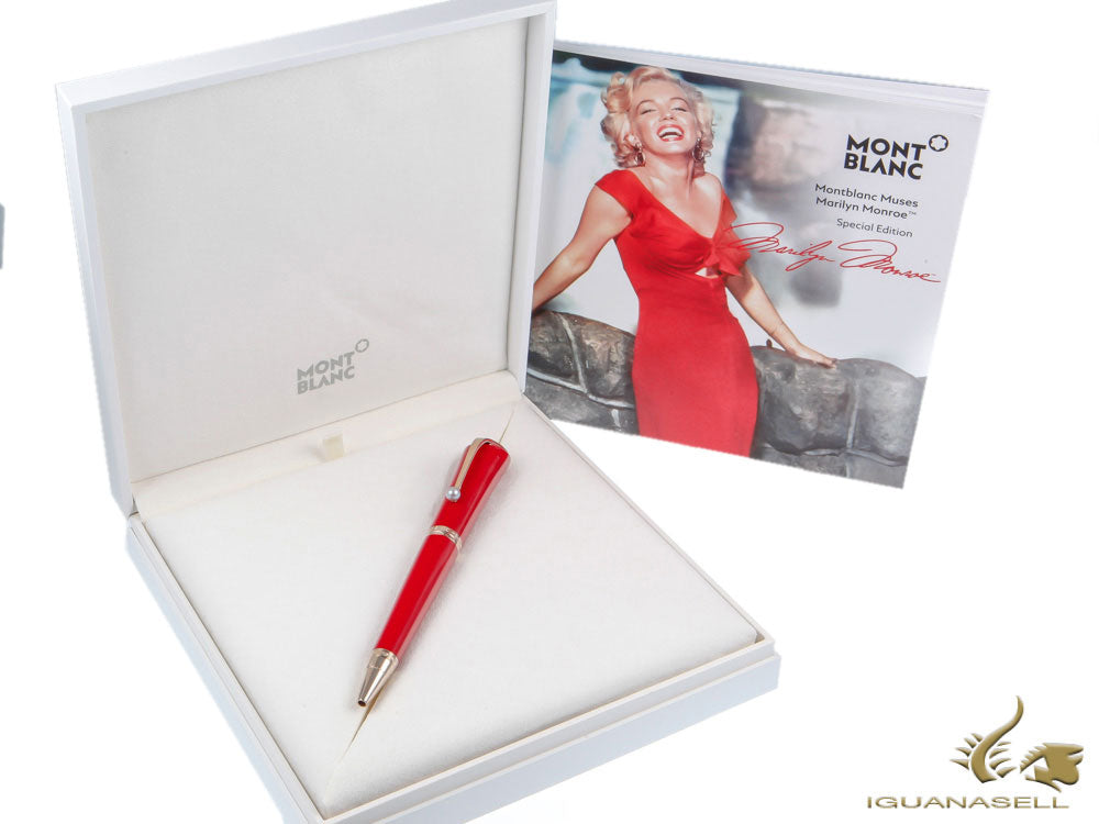 Stylo à bille Montblanc Muses Edition Marilyn Monroe, résine précieuse, attributs dorés