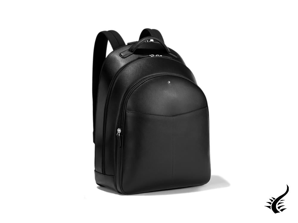 Sac à dos Montblanc Sartorial, cuir, cuir, noir, zip, 128544