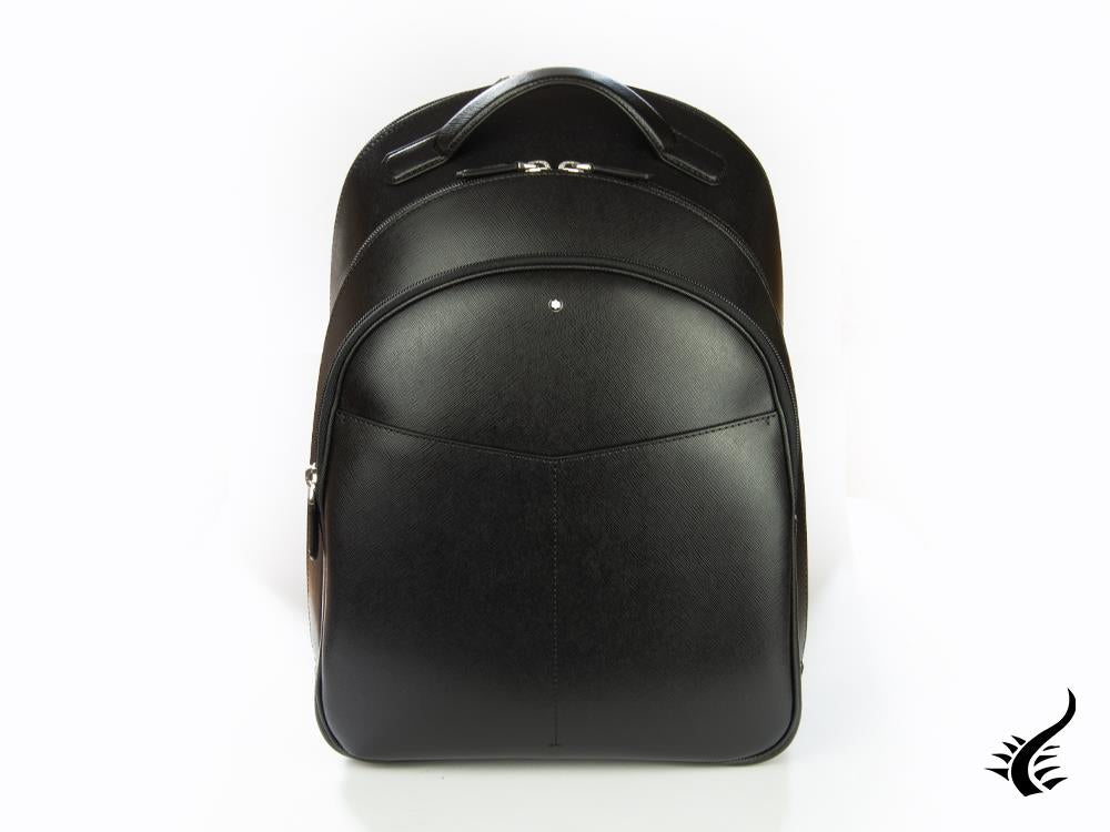 Sac à dos Montblanc Sartorial, cuir, cuir, noir, zip, 128546