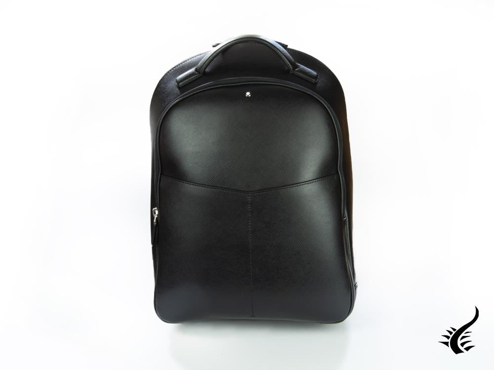 Sac à dos Montblanc Sartorial, cuir, cuir, noir, zip, 128549