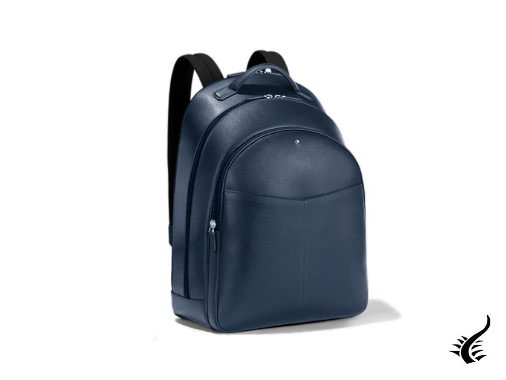 Sac à dos Montblanc Sartorial, cuir, cuir, bleu, zip, 128545