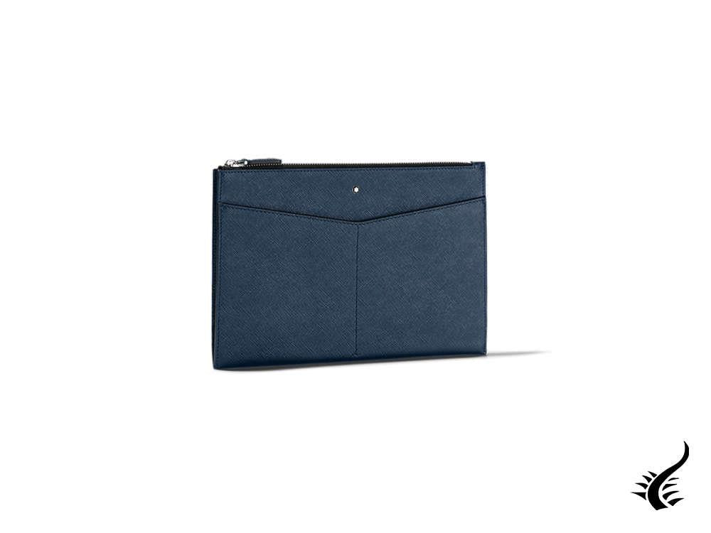 Pochette Montblanc Sartorial, cuir, coton, bleu, fermeture éclair, 128571