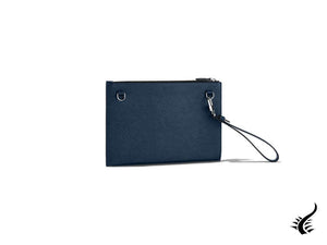 Montblanc Sartorial Clutch, Leather, Cotton, Blue, Zip, 128571