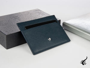 Porte-cartes de crédit Montblanc Sartorial, cuir, bleu, 5 cartes, 128596