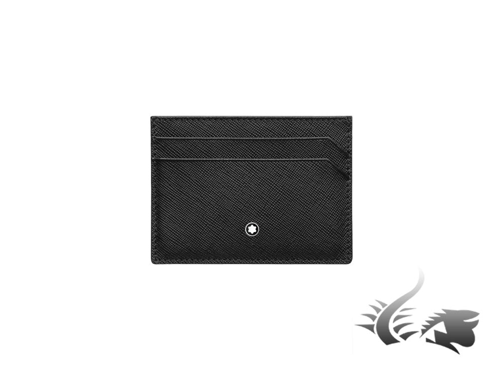 Porte-cartes de crédit Montblanc Sartorial, cuir, jacquard, noir, 5 cartes