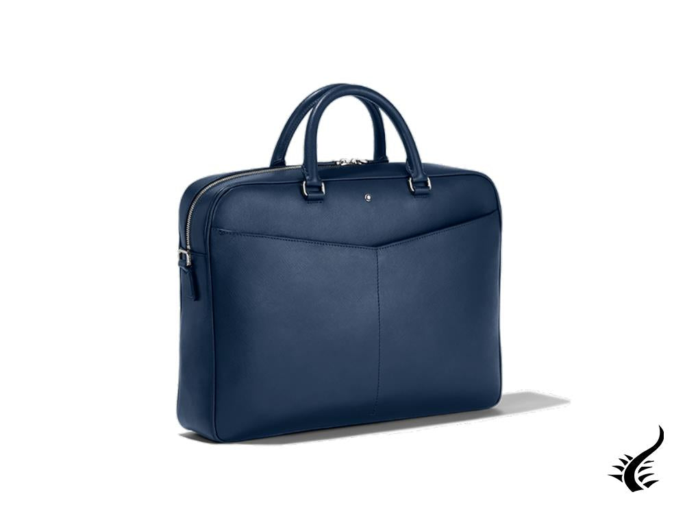 Porte-documents Montblanc Sartorial, cuir, bleu, zip, 128539