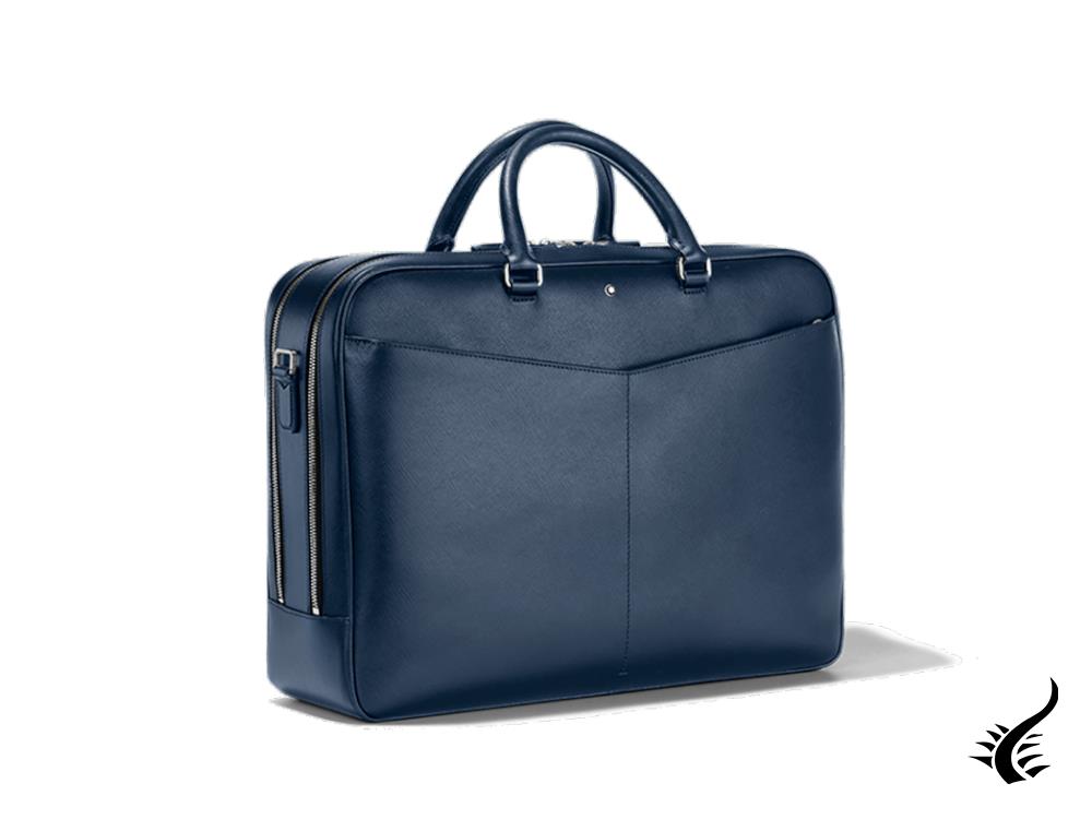 Porte-documents Montblanc Sartorial, cuir, coton, bleu, zip, 128537