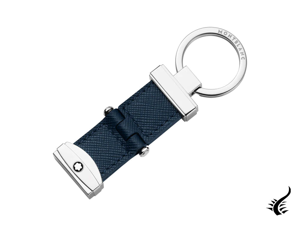 Montblanc Sartorial Key Ring, Blue, Brass, Leather, 1 Ring, 118693