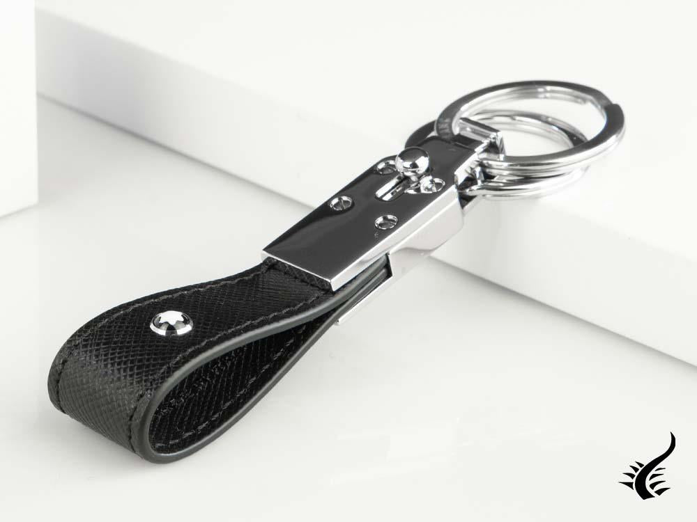 Montblanc Sartorial Key ring, Brass, Leather, Black, 2 Rings, 114627