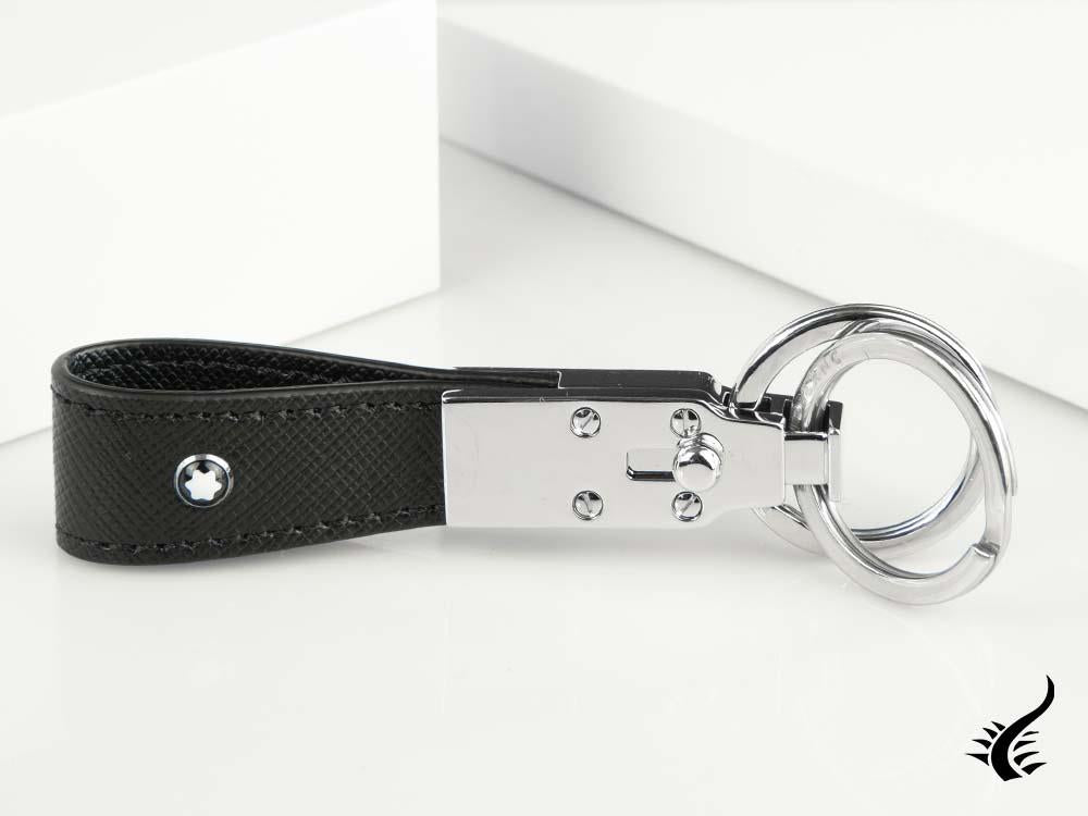 Montblanc Sartorial Key ring, Brass, Leather, Black, 2 Rings, 114627