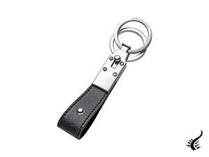 Montblanc Sartorial Key ring, Brass, Leather, Black, 2 Rings, 114627