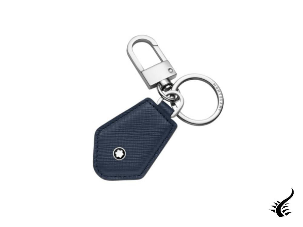 Montblanc Sartorial Key Fob Diamond Shape, Brass, Leather, Blue, 1, 128601