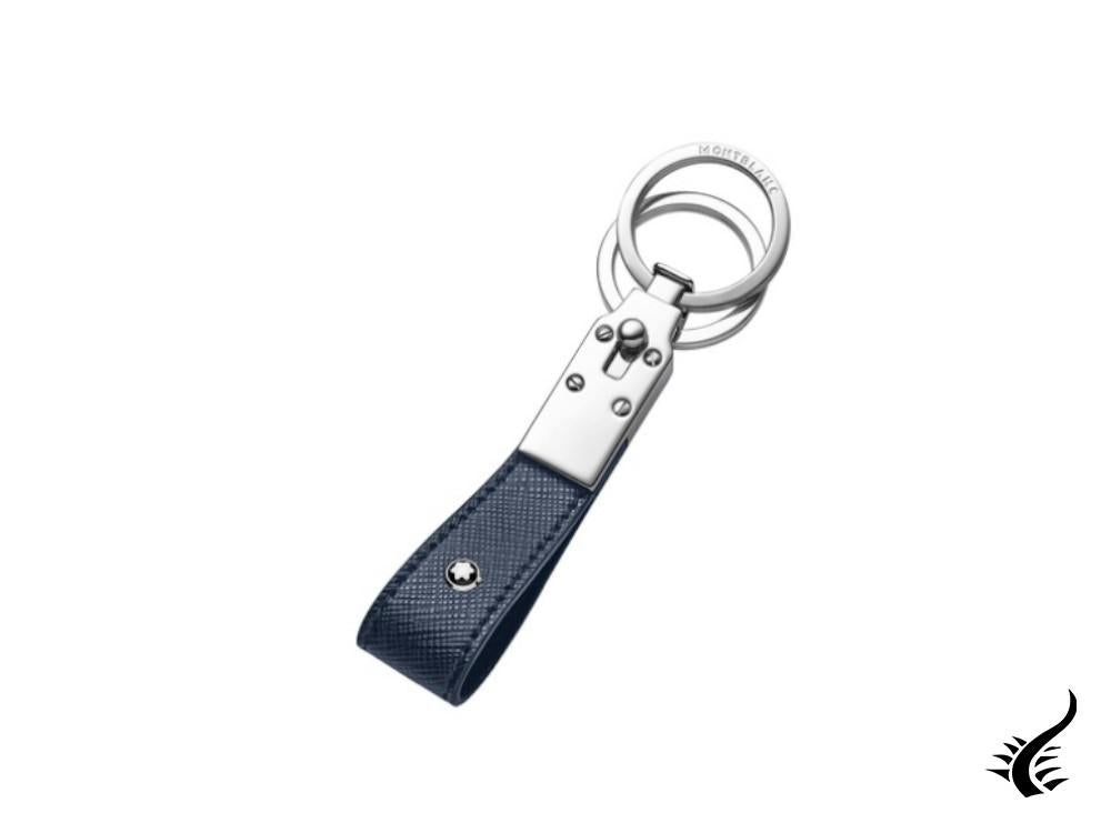 Montblanc Sartorial Loop Key Fob, Brass, Leather, Blue, 2, 128599