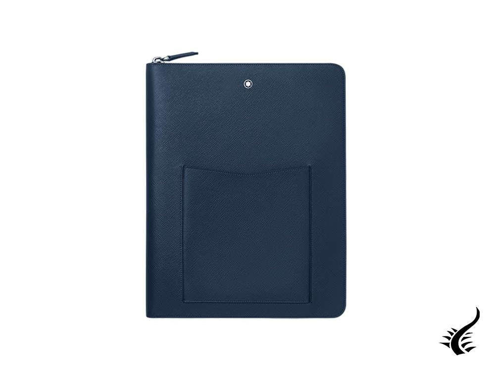 Porte-bloc-notes Montblanc Sartorial avec poches, cuir, bleu, zip, 128521