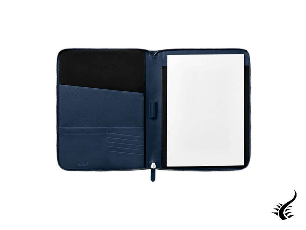 Montblanc Sartorial Notepad Holder with Pockets, Leather, Blue, Zip, 128521