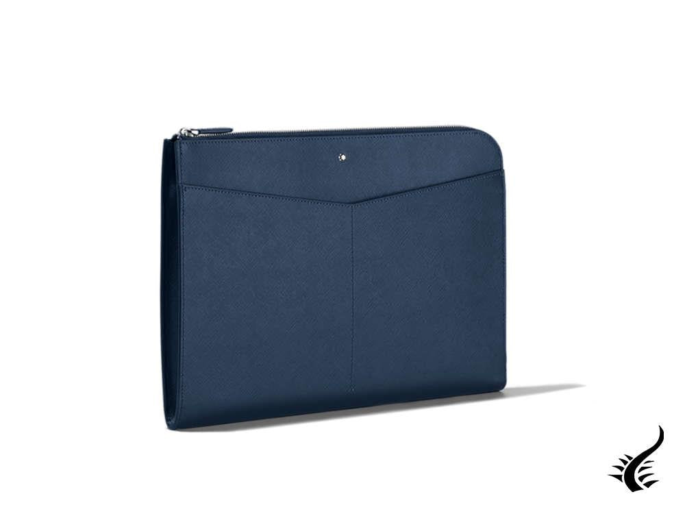 Portefeuille Montblanc Sartorial, cuir, coton, bleu, zip, 128558