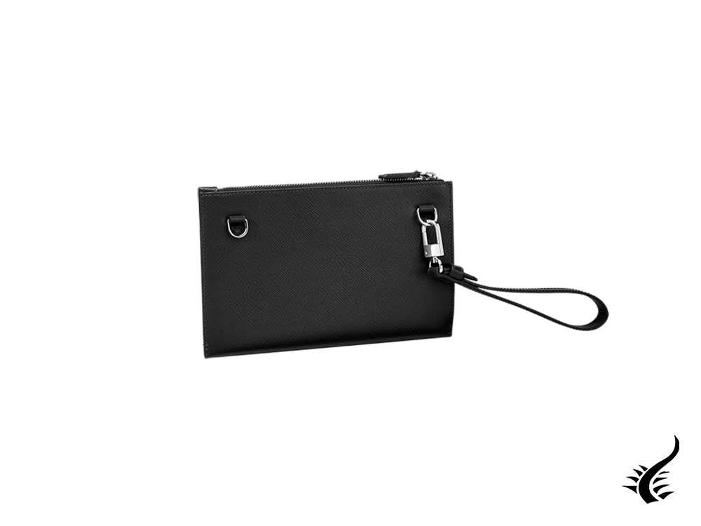 Pochette Montblanc Sartorial Small, cuir, coton, noir, fermeture éclair, 128572