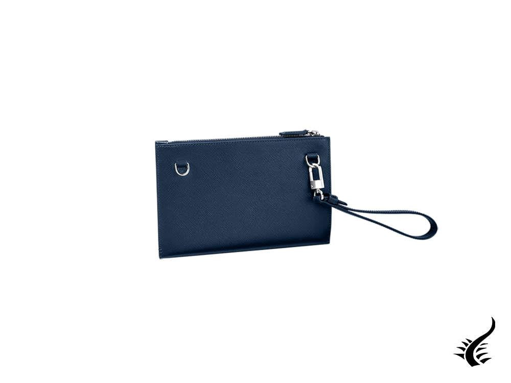 Pochette Montblanc Sartorial Small, cuir, coton, bleu, fermeture éclair, 128573