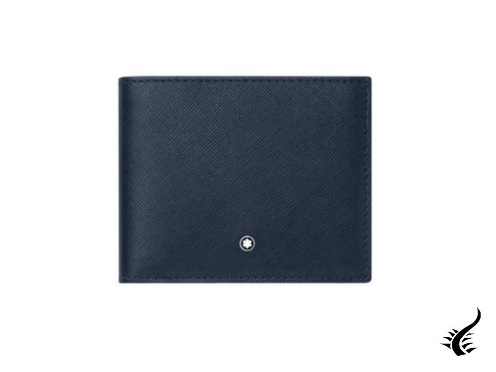 Portefeuille Montblanc Sartorial, cuir, bleu, 6 cartes, 128585