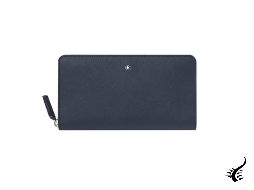 Portefeuille Montblanc Sartorial, cuir, bleu, porte-monnaie, 12 cartes, 128589