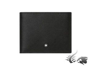 Portefeuille Montblanc Sartorial, cuir, jacquard, noir, 6 cartes, 113215