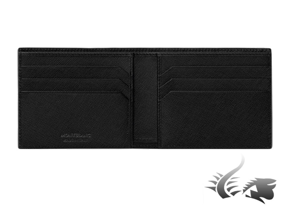 Portefeuille Montblanc Sartorial, cuir, jacquard, noir, 6 cartes, 113215