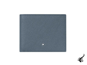 Portefeuille Montblanc Sartorial, cuir, jacquard, bleu denim, 6 cartes, 124184