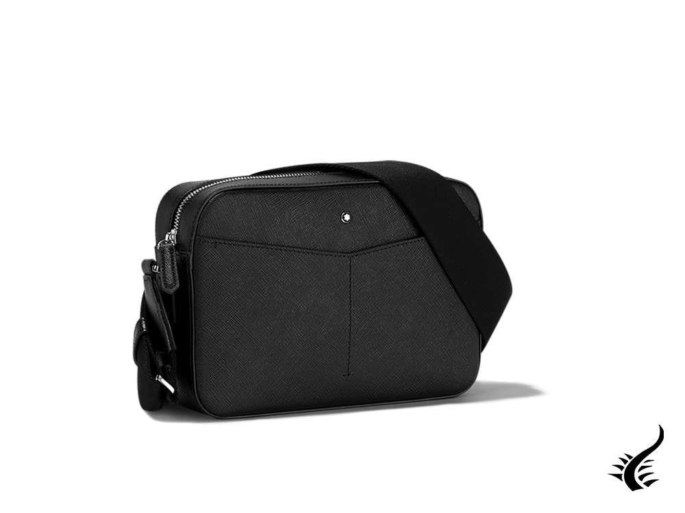 Sac messager Montblanc Sartorial Zip Top, cuir, coton, noir, 128564