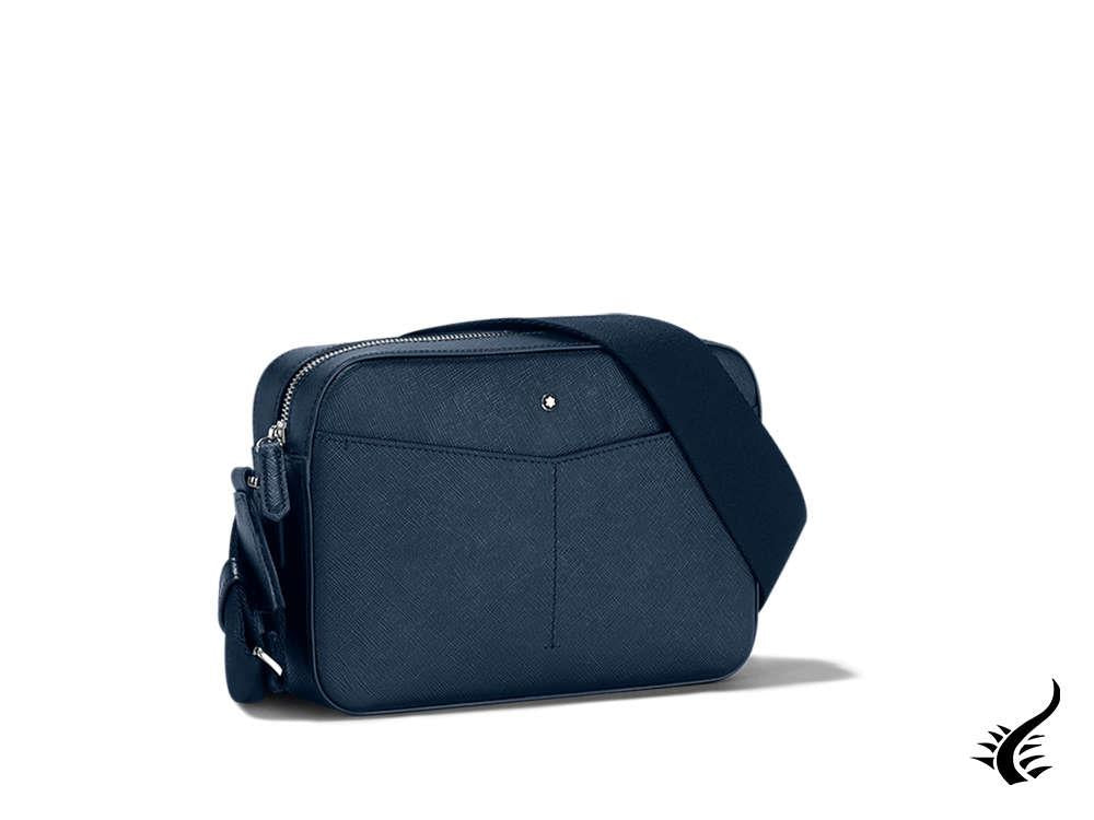 Sac messager Montblanc Sartorial Zip Top, cuir, coton, bleu, 128565