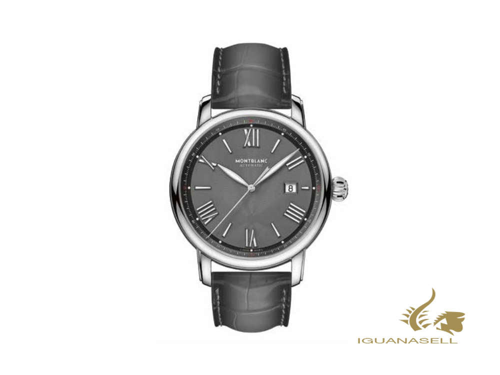 Montre Montblanc Star Legacy Automatic Dat, 43 mm, gris, bracelet en alligator, 126105