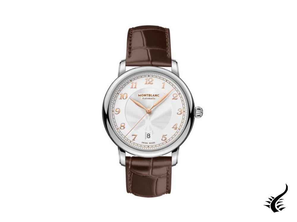 Montre automatique Montblanc Star Legacy, 39 mm, argent, bracelet en cuir, 128684