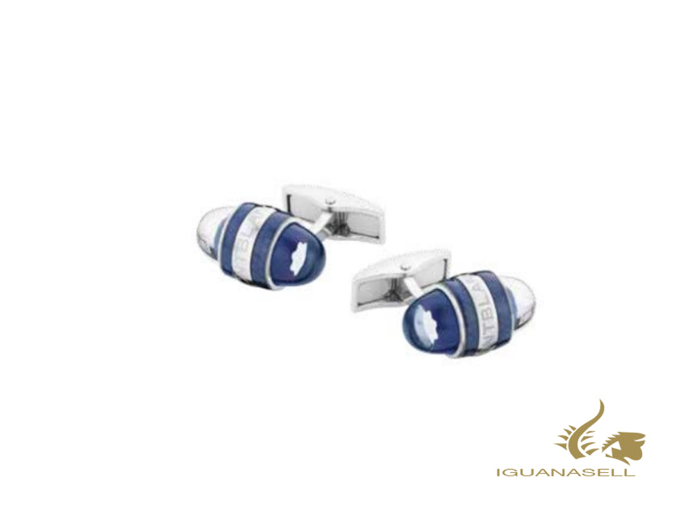 Montblanc Starwalker Cufflinks, Steel, Lacquer, Polished, Blue, 125972