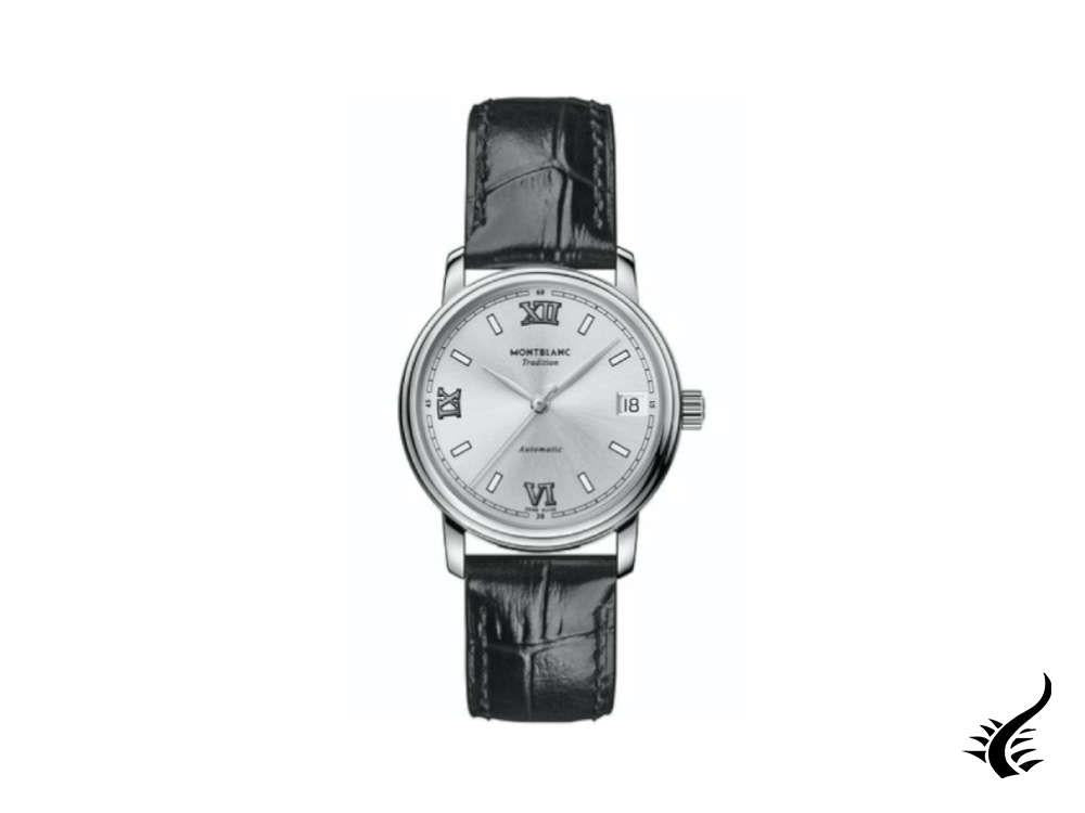 Montblanc Tradition Automatic Watch, Silver, 32 mm, Leather strap, 127751