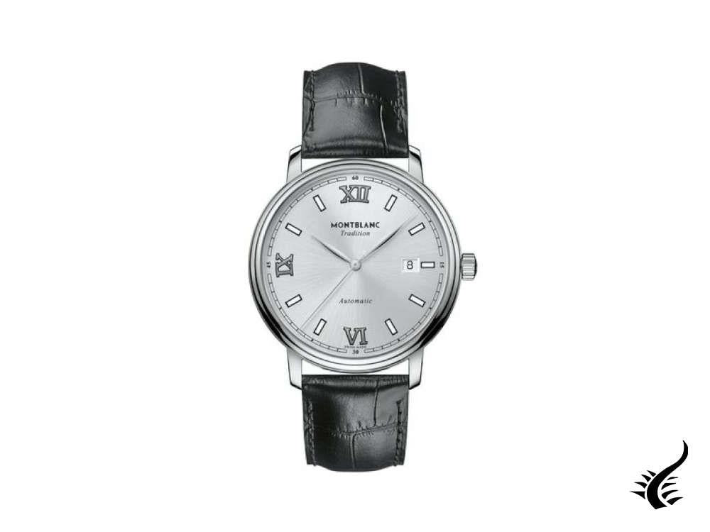 Montblanc Tradition Automatic Watch, Silver, 40 mm, Leather strap, 127769