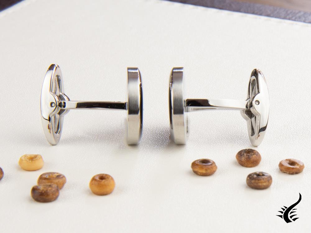 Boutons de manchette Montegrappa Classico, acier inoxydable, IP noir, IDCCCLSB
