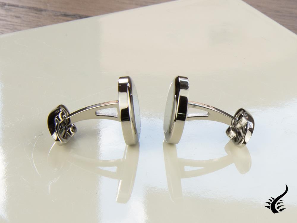 Montegrappa Classico Cufflinks, Stainless steel, White mother of pearl, IDCCCLSW