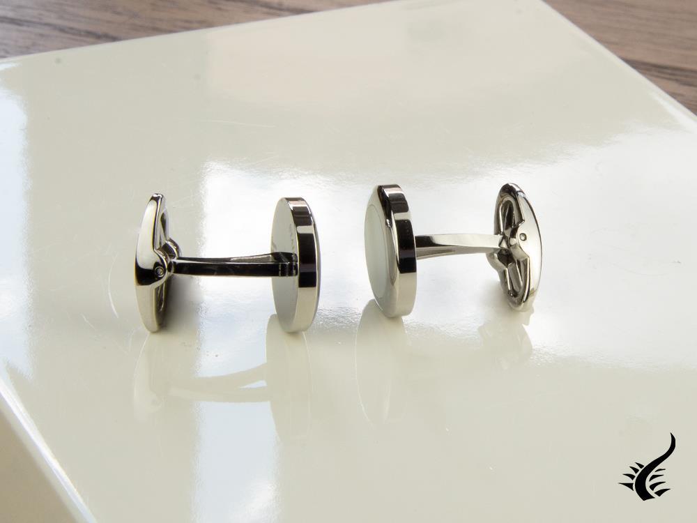 Montegrappa Classico Cufflinks, Stainless steel, White mother of pearl, IDCCCLSW