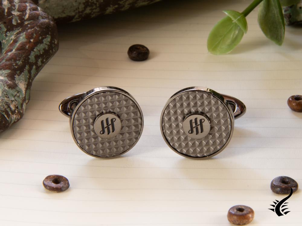 Montegrappa Clou Ambigram Cufflinks, Stainless steel, IP Gun Metal, IDA3CLLL